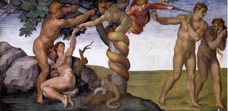 MICHELANGELO BUONARROTI, “CAÍDA Y EXPULSIÓN DEL JARDÍN DEL EDÉN” (1510)