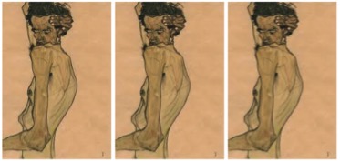 EGON SCHIELE, “SELF PORTRAIT WITH ARM TWISTING ABOVE HEAD” (1910)