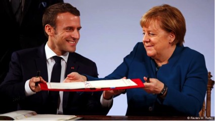 Angela Merkel y Emmanuel Macron suscribieron el Tratado de Aquisgrán