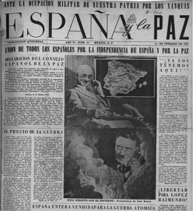 JOSEP RENAU, HILO DIRECTO CON EL INFIERNO, 1952. ESPAÑA Y LA PAZ, NO. 10, 1 DE FEBRERO 1952. IMAGEN: CERVANTES VIRTUAL
